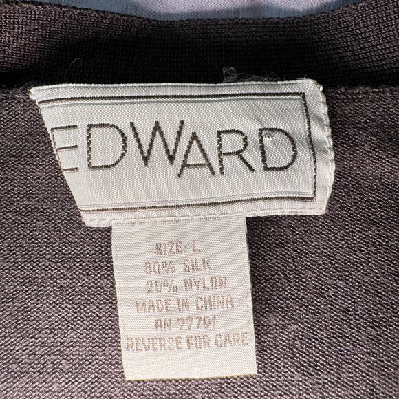 Edward Women's sz Large Silk Blend Short Sleeve Gray Knit Top Fall Office Casual - Picture 3 of 6